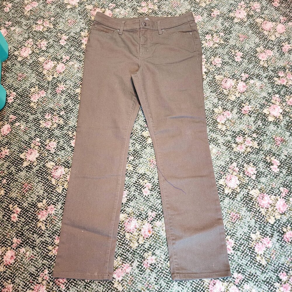 ST. JOHNS BAY Women's 10 Green Denim Jeans Pants 5-Pocket Straight Leg NWOT #592